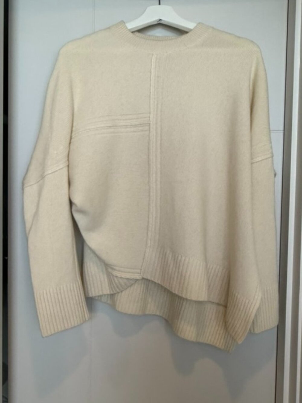 All Saints Asymmetrical Crewneck Cashmere Sweater Ivory size Small